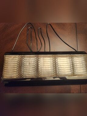 New KATHERINE KWEI Cloutch Purse. Snake Skin.